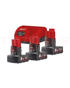 Milwaukee Akkusarja 12V 3x6,0Ah + Laturi - 4933459208