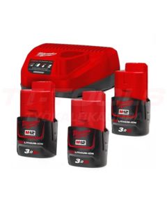 Milwaukee Akkusarja 12V 3x3,0Ah + Laturi - 4933459207
